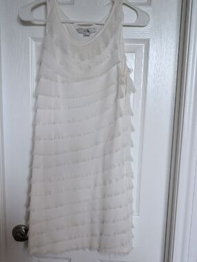 BOGO Forever 21 White Fringed Sleeveless Shift Dress